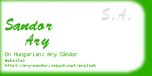 sandor ary business card